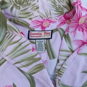 Jamaica Bay Discover Paradise Womens Hawaiian Pink Floral Tropical Shirt Blouse
